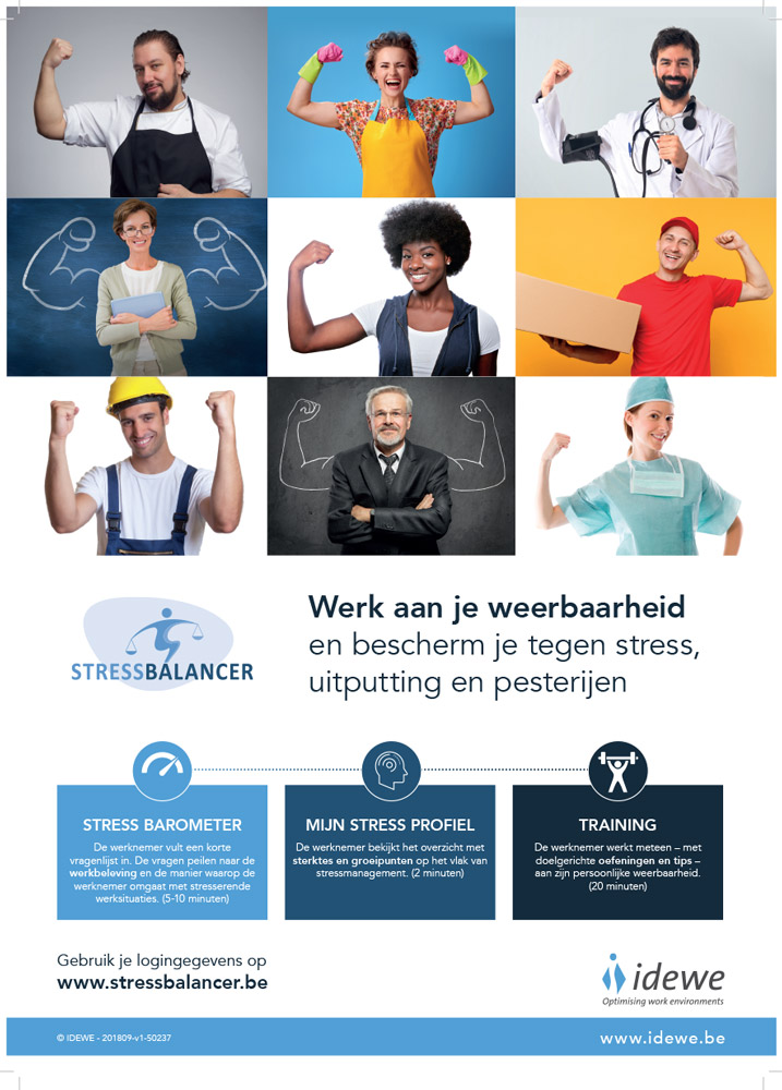 Affiche stressbalancer als sensibiliseringsmateriaal IDEWE