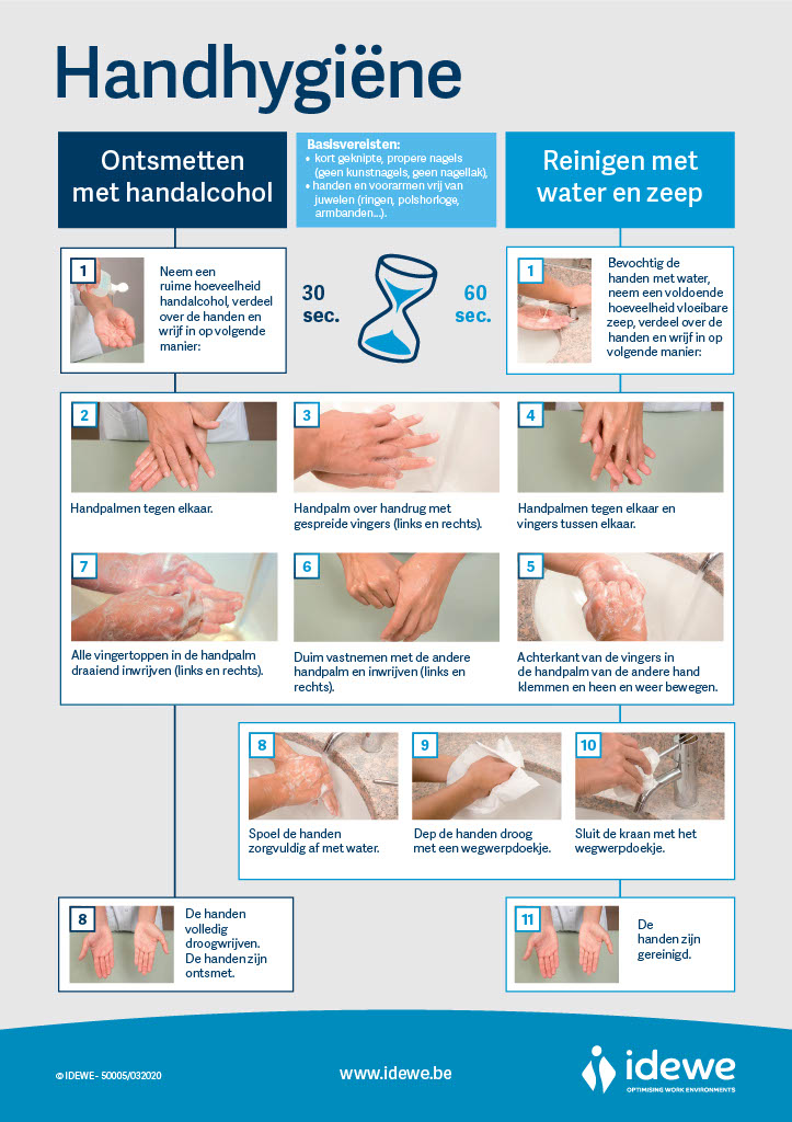 Affiche handhygiëne sensibiliseringsmateriaal IDEWE